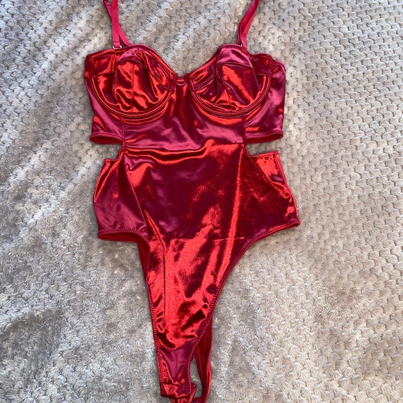 Urban Outfitters Red Satin Bustier Bodysuit - Picture 3 of 5